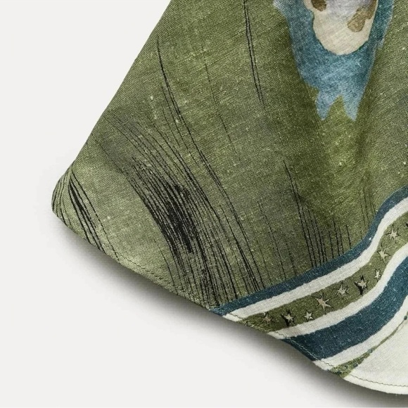 ZARA ZW COLLECTION PRINTED ASYMMETRIC LINEN DRESS - Picture 9 of 13